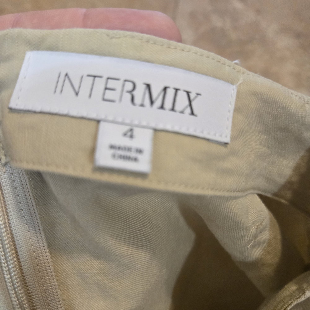 INTERMIX Beige Midi Skirt with Front Slit - Picture 4 of 5